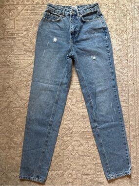 BDG High-Rise Straight Leg Distressed Blue Jeans